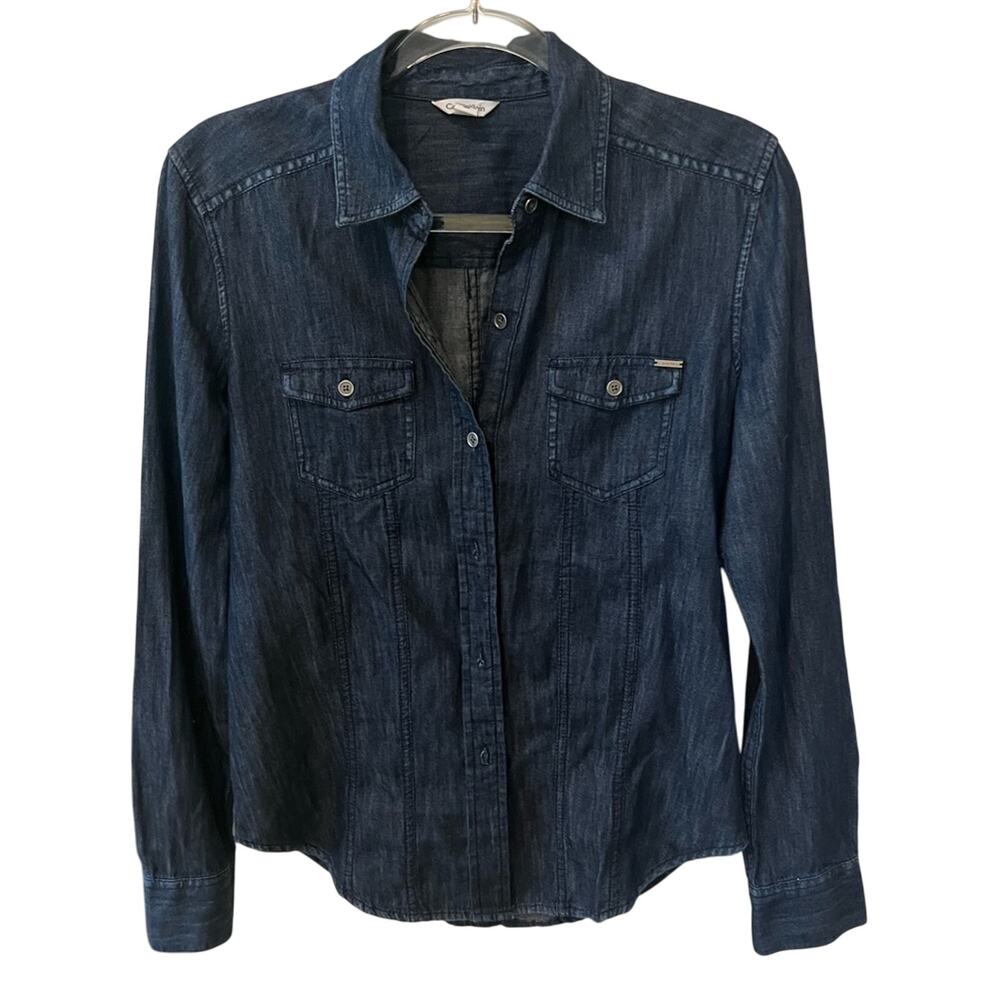Calvin Klein Jean Shirt Western Style Button Up Jean Shirt Size XS Concert Indie